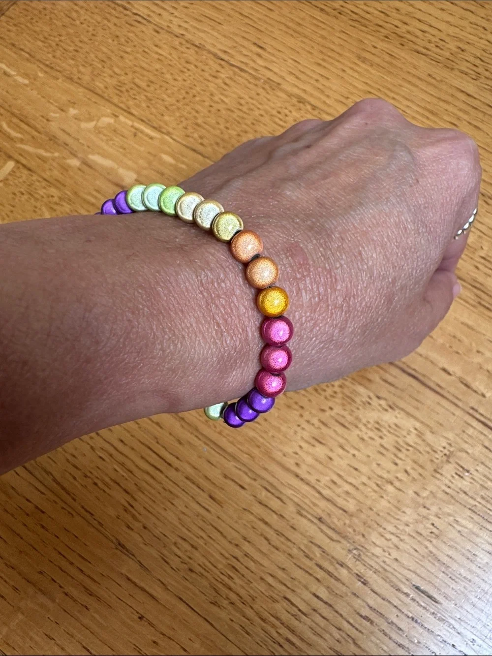Colorful Rainbow Glass Bead Stretch Bracelet